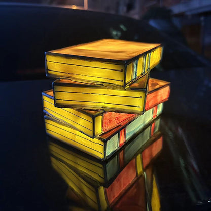 Buntglas Buchstapel Tischlampe Brehn