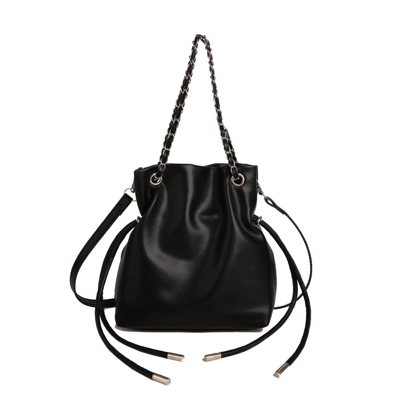 WoChic Lässige Leder Bucket Bag Brehn