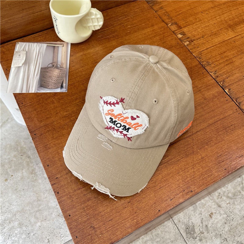 Damen Distressed Softball Mom Patch Baseball Cap Brehn