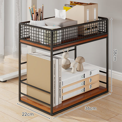 Kompakte Zwei-Schichten Metall-Mesh Schreibtisch-Organizer-Regal