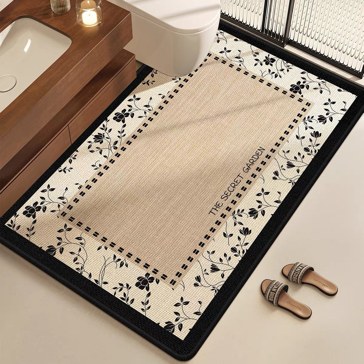 Elegante Blumen Badezimmermatte Brehn