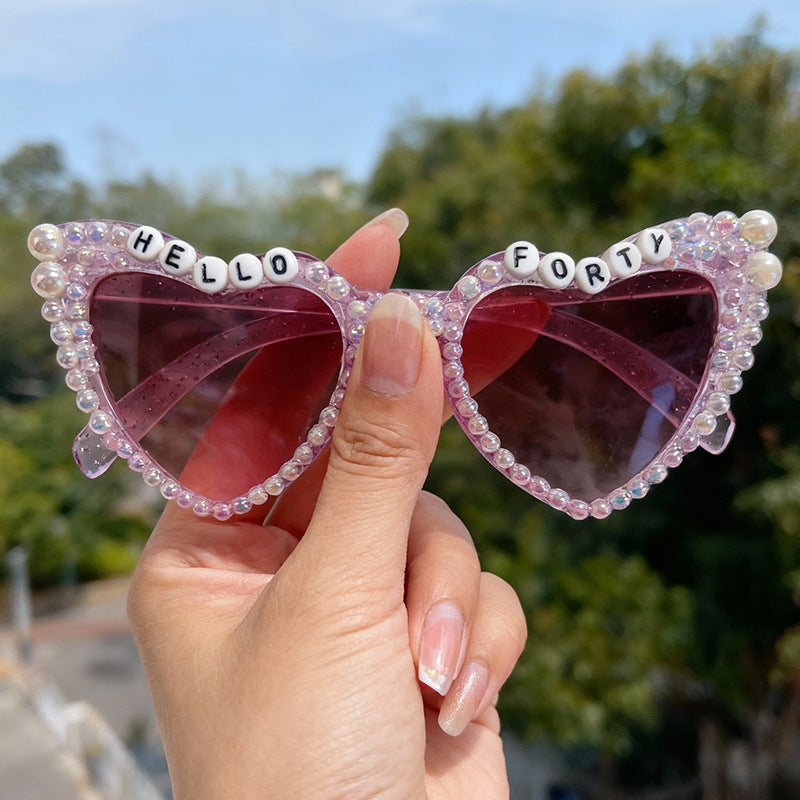 Perlenverzierte Cat-Eye-Sonnenbrille Brehn