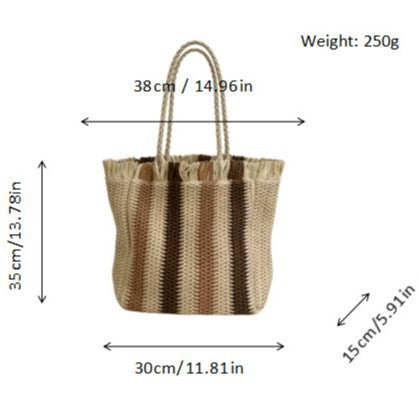 Geflochtene Strandtasche mit Fransigen Details Brehn
