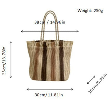 Geflochtene Strandtasche mit Fransigen Details Brehn