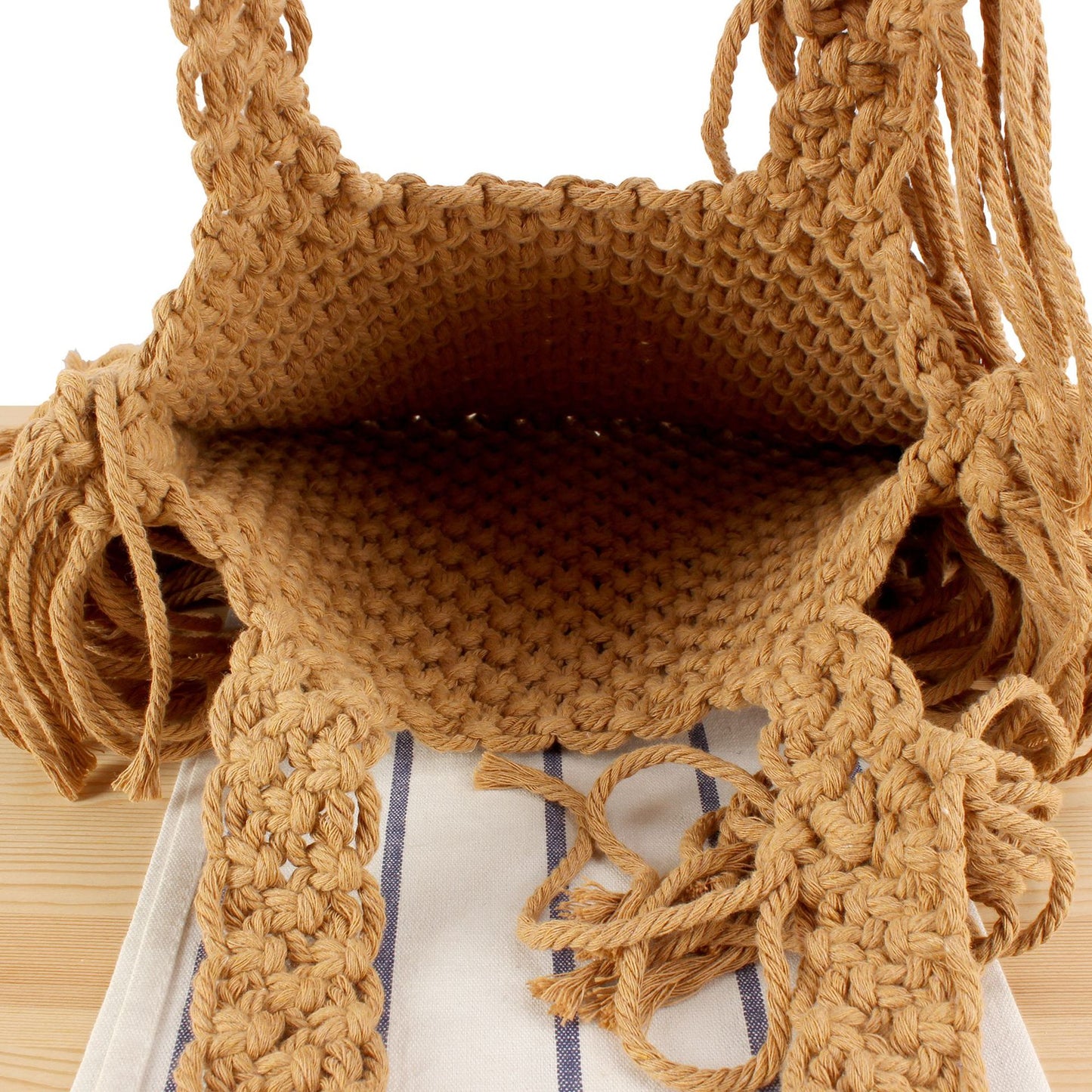 Handtasche Aus Handgeknüpftem Makramee mit Eleganter Fransenverzierung Brehn