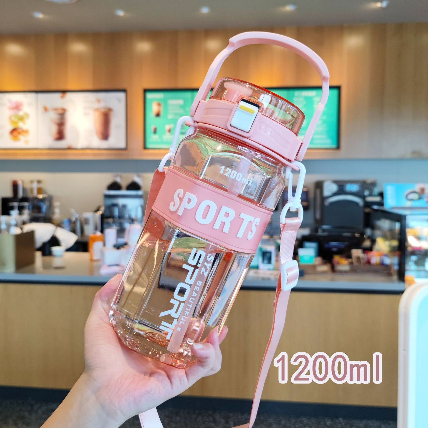 Damen Sportliche Wasserflasche mit praktischem Tragesystem Brehn