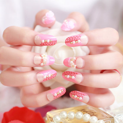 Elegante perlverzierte Press-On-Nagelset
