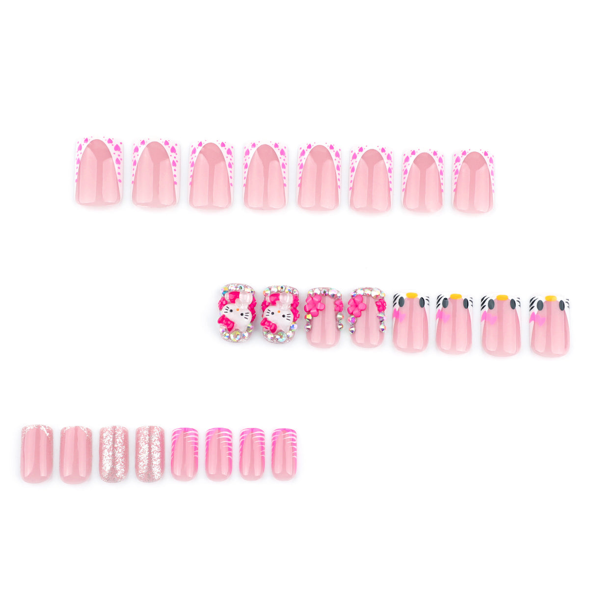 Kunstvolle Nagelkunst mit Tiermotiven und Glitzerakzenten Brehn