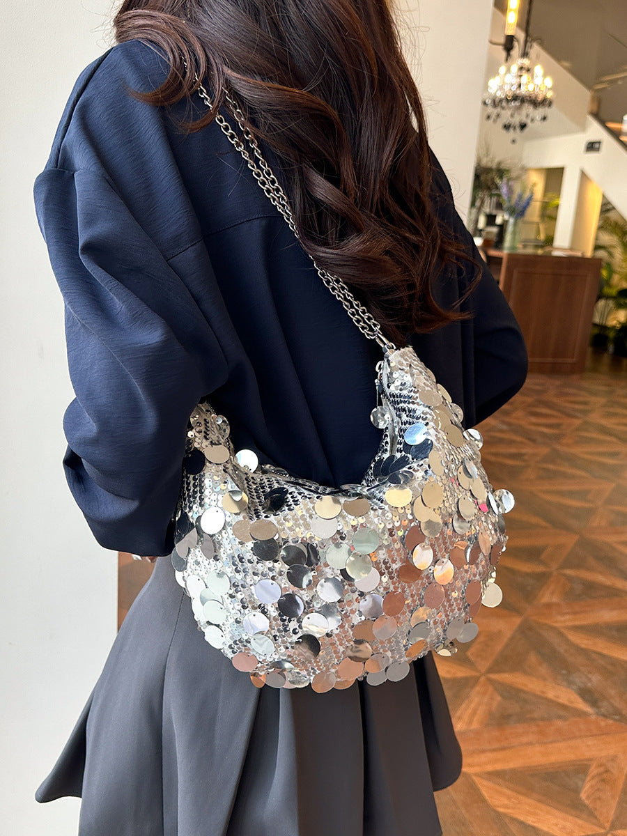 Funkelnde Paillette Hobo-Handtasche