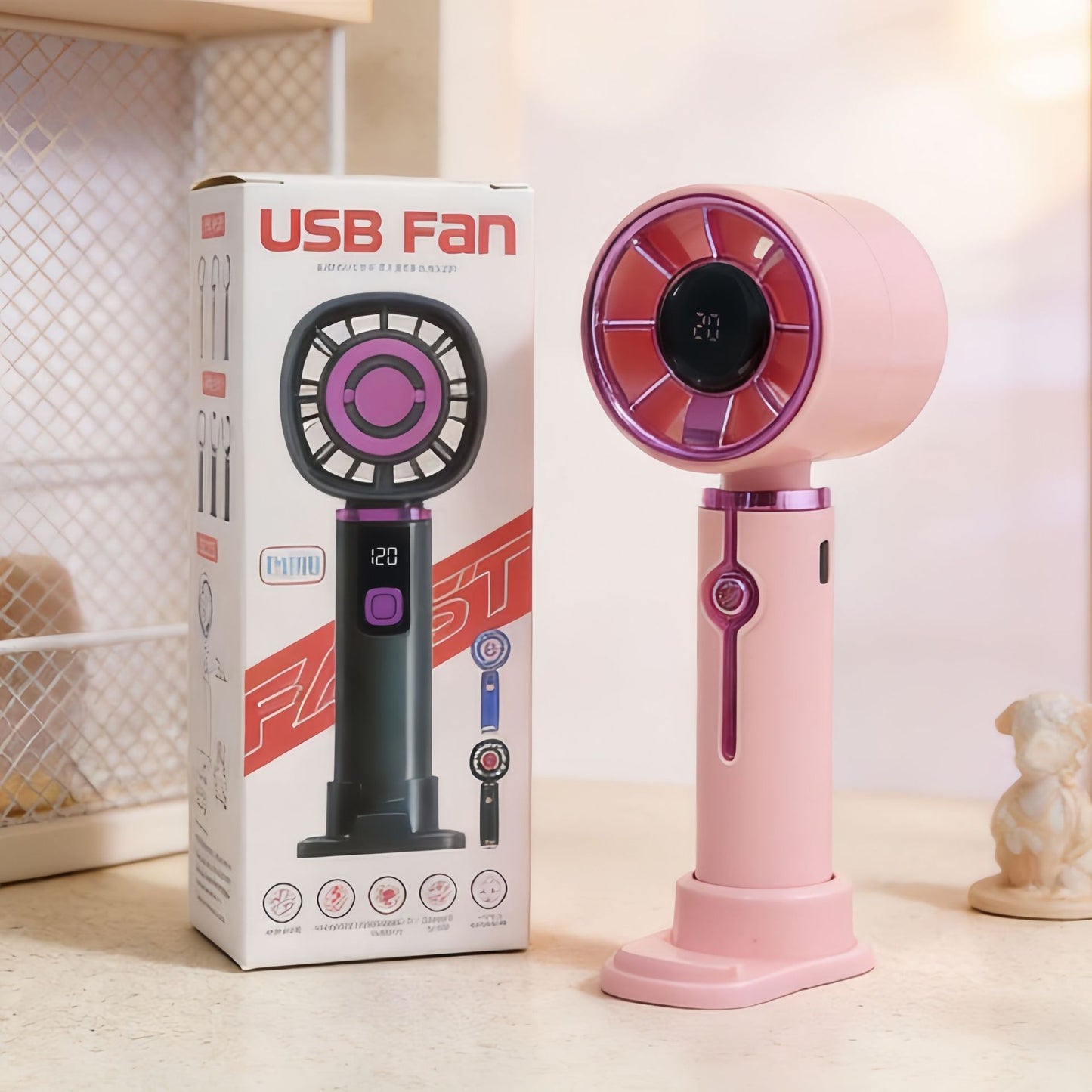 Damen tragbarer Mini-Handventilator mit USB-Ladefunktion und ergonomischem Design Brehn