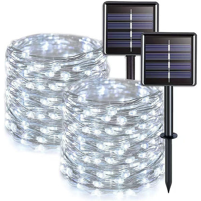 Solar Kupferdraht Feen Lichterkette mit Dual Stake Panels Brehn