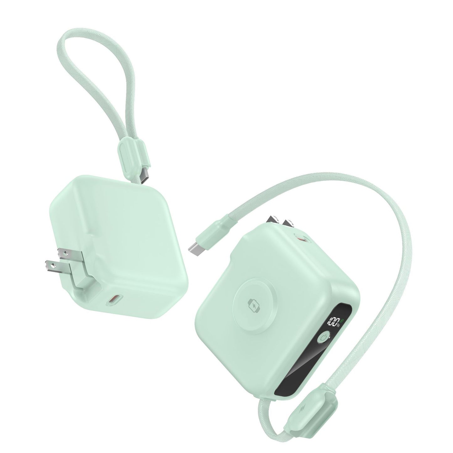 Kompaktes Ladegerät mit Integriertem Usb-C-Kabel und Digitalem Display Brehn