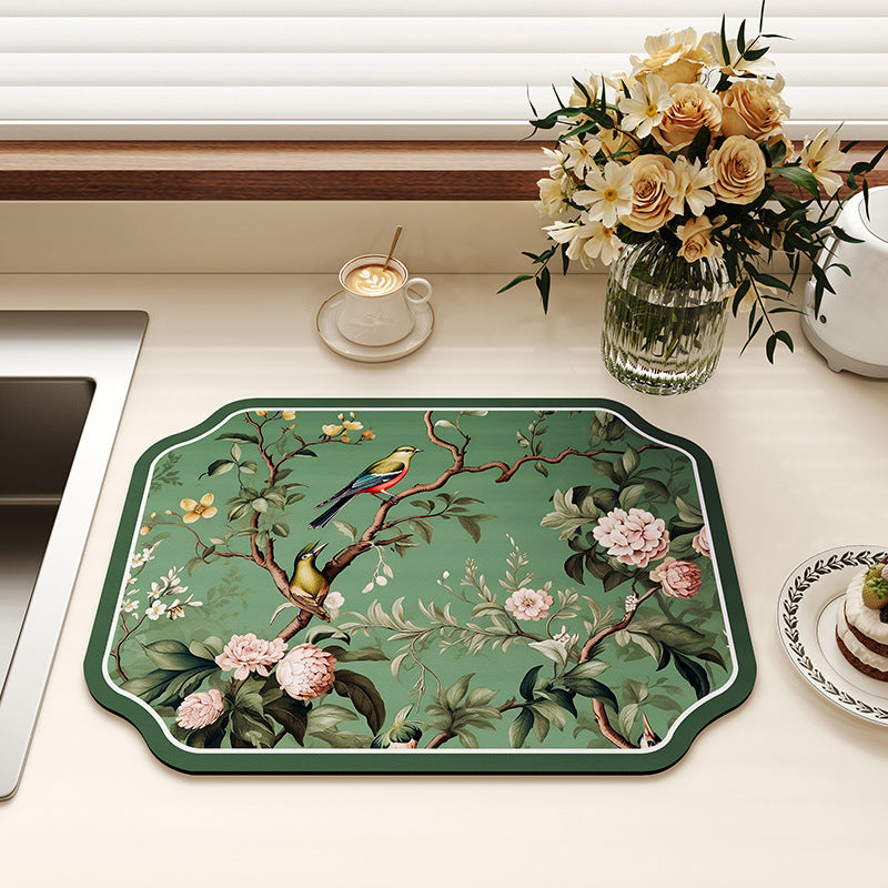 Vintage Floral Design Küchenmatte
