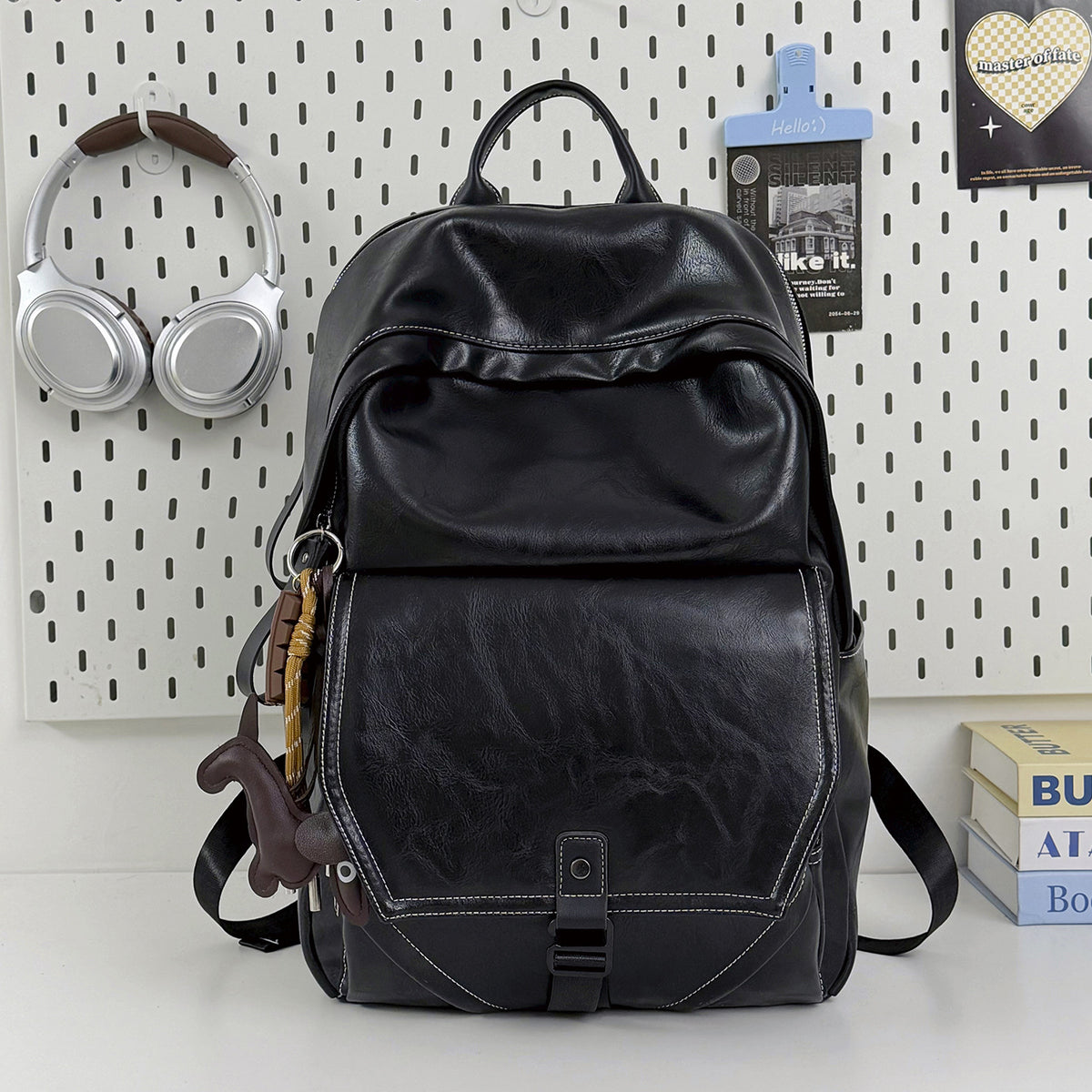Stylischer Mehrfachfach-Leder-Laptop-Rucksack Brehn