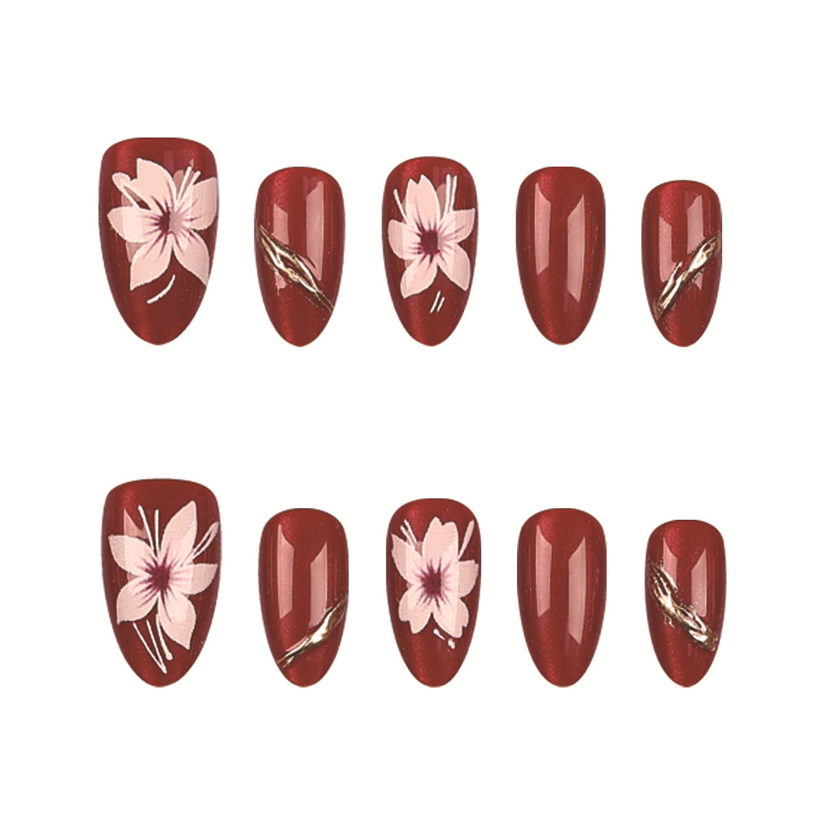 Blumenmuster Press-On Nail Art Set