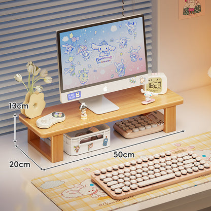 Bambus-Desktop-Monitorständer mit Unterregal-Tastaturlagerung und Kabelmanagement