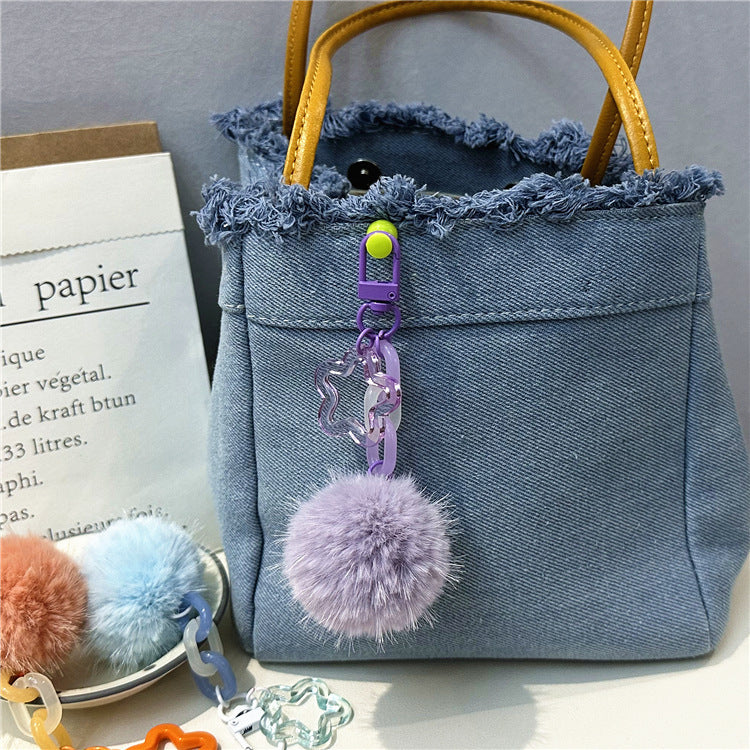 Niedlicher Flauschiger Pom-Pom Schlüsselanhänger Brehn