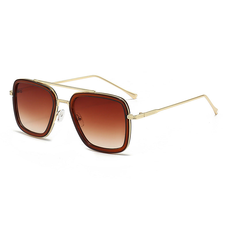 Damen modische quadratische Sonnenbrille mit glamourösem Metallrahmen Brehn
