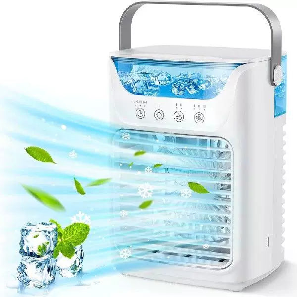 Unisex Einheitsgröße kompakte tragbare evaporative Mikro-Luftkühler mit herausnehmbaren Eisbehälter mehr Geschwindigkeiten flüsterleiser Ventilator und verstellbaren Richtungsjalousien Brehn