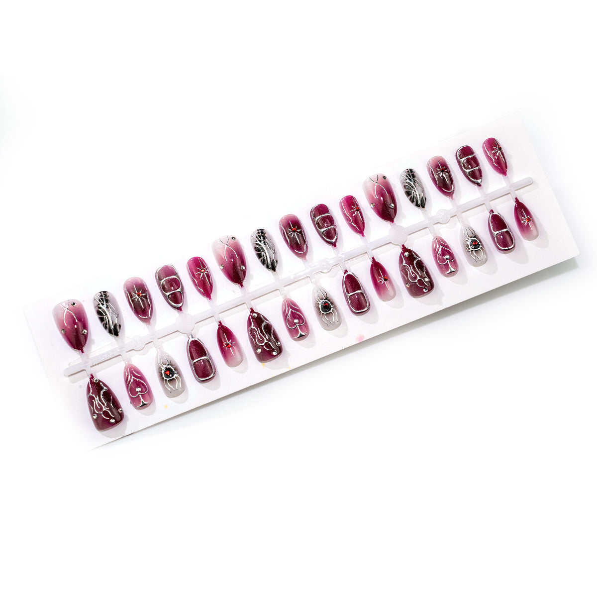 Premium Künstlerische Press-On Nagelkunst Set mit Gothic-Spinnen-Design