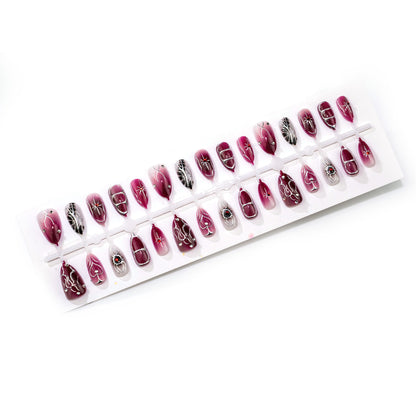 Premium Künstlerische Press-On Nagelkunst Set mit Gothic-Spinnen-Design