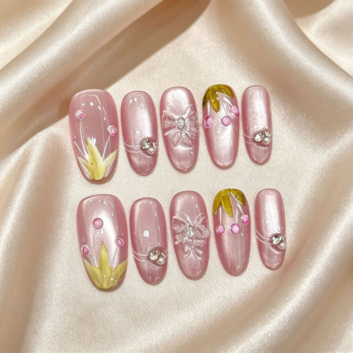 Dekoratives Acryl Press-On Nagelkunst Set