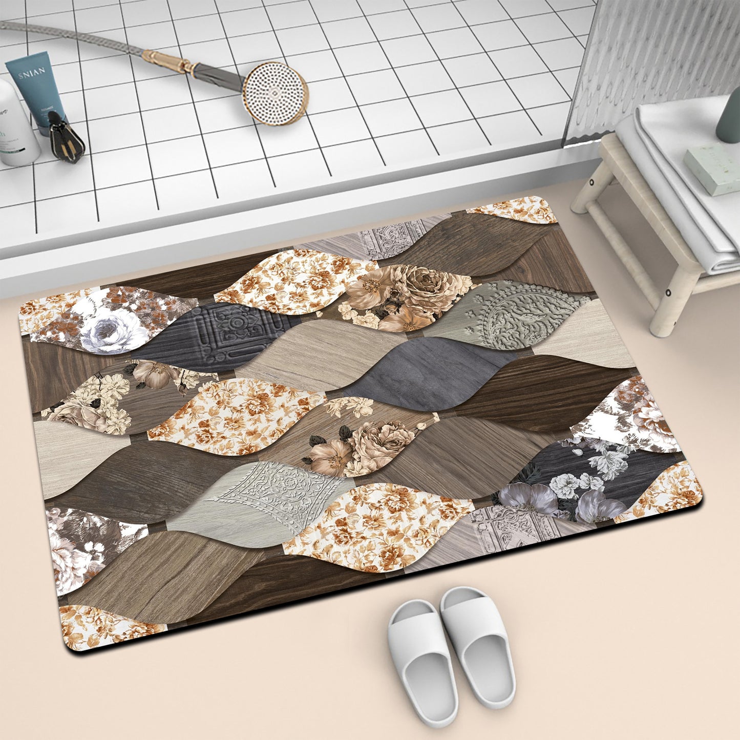 Künstlerische Mosaik-Badmatte Brehn