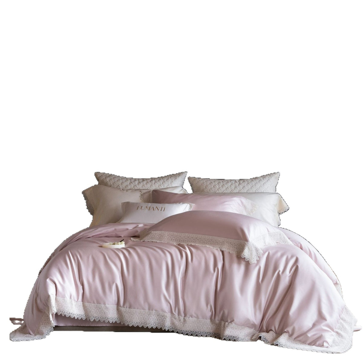 Luxuriöses Satin-Bettwäsche-Set mit feiner Spitzenbordüre