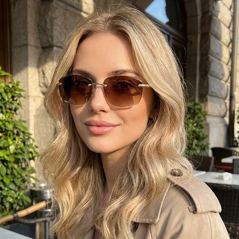 Damen Geometrische Premium-Sonnenbrille mit schmalem Rahmen Brehn