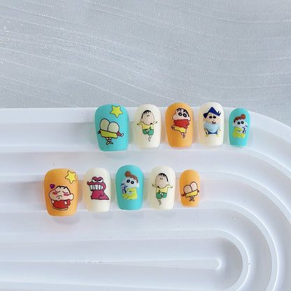 Künstlerisches Press-On Nagelkunstset mit Herz- und himmlischen Designs
