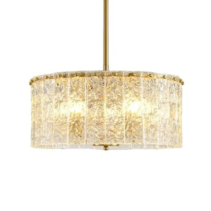 Moderne Texturierte Glas Trommel Pendelleuchte
