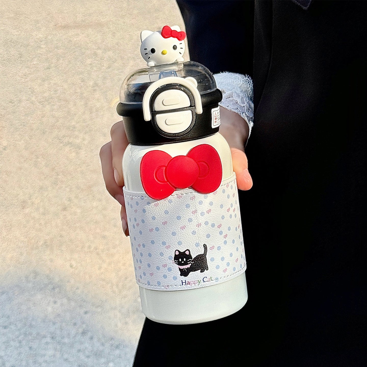 Damen kreative Trinkflasche mit interaktivem Deckel und süßem Motiv Brehn