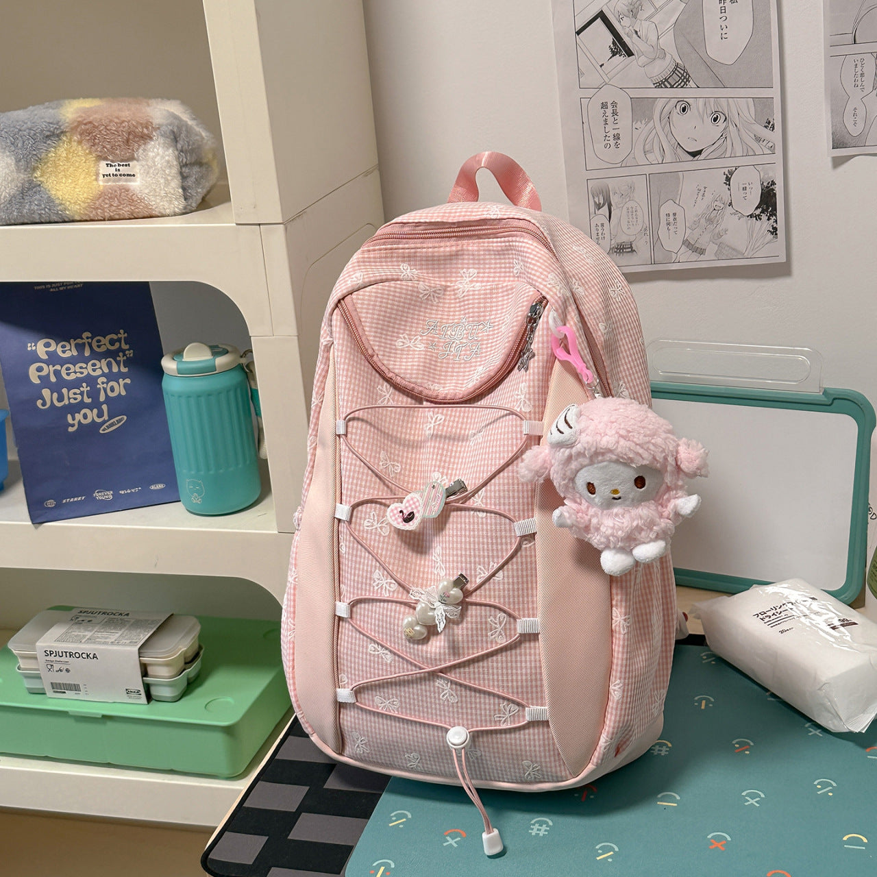 Dekorativer Blumenmuster Rucksack