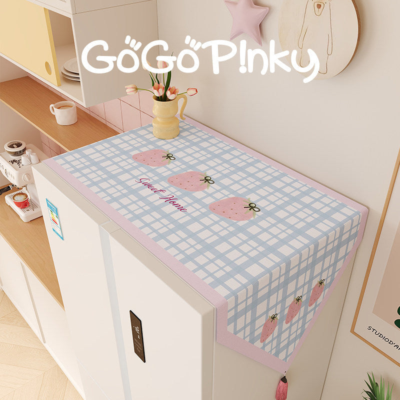 Refrigerator Top Protective Runner Dust Cover with Fruit Motif and Tassel Corners