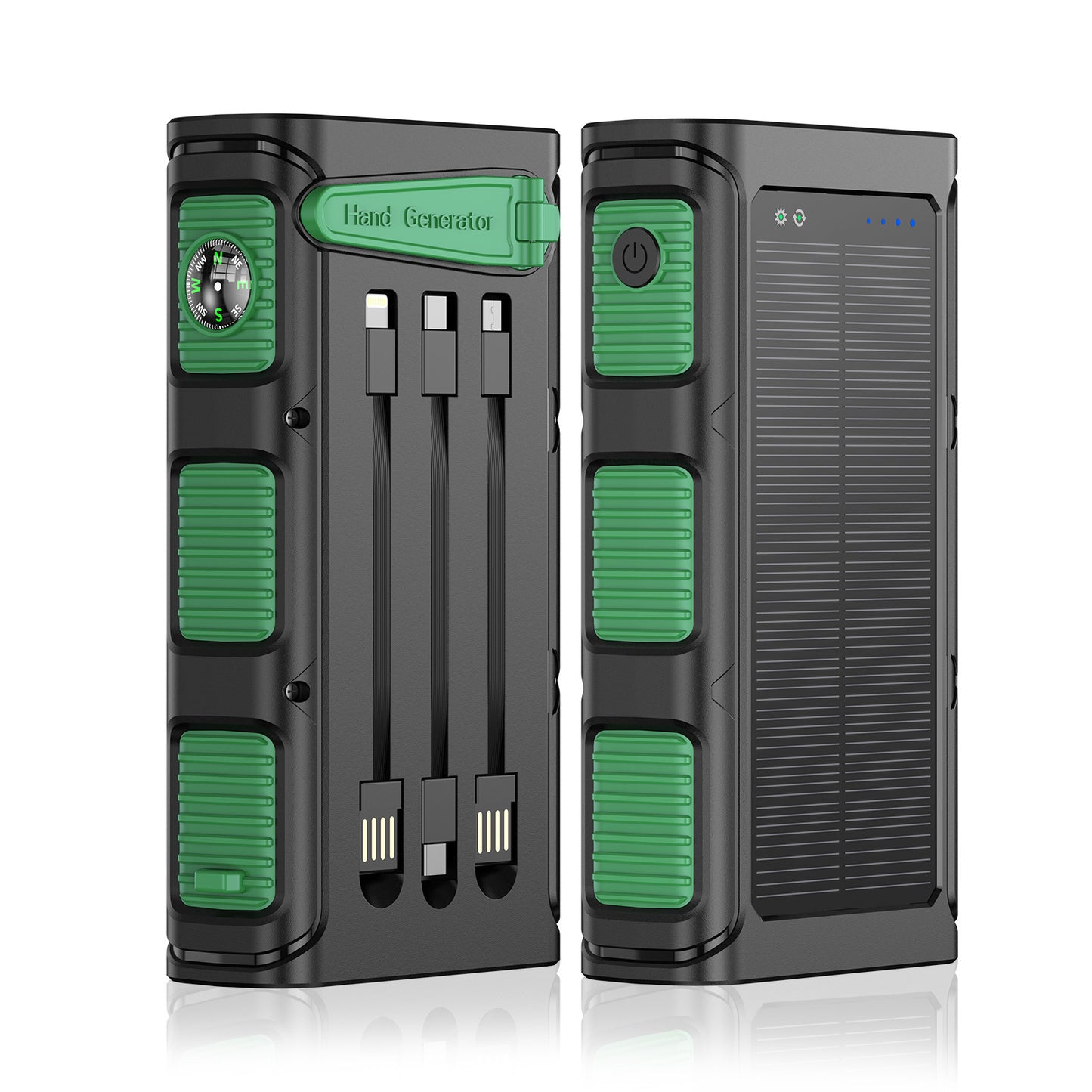 Tragbare Solar-Powerbank Mit Qi-Ladefunktion Und Integrierter Taschenlampe Brehn