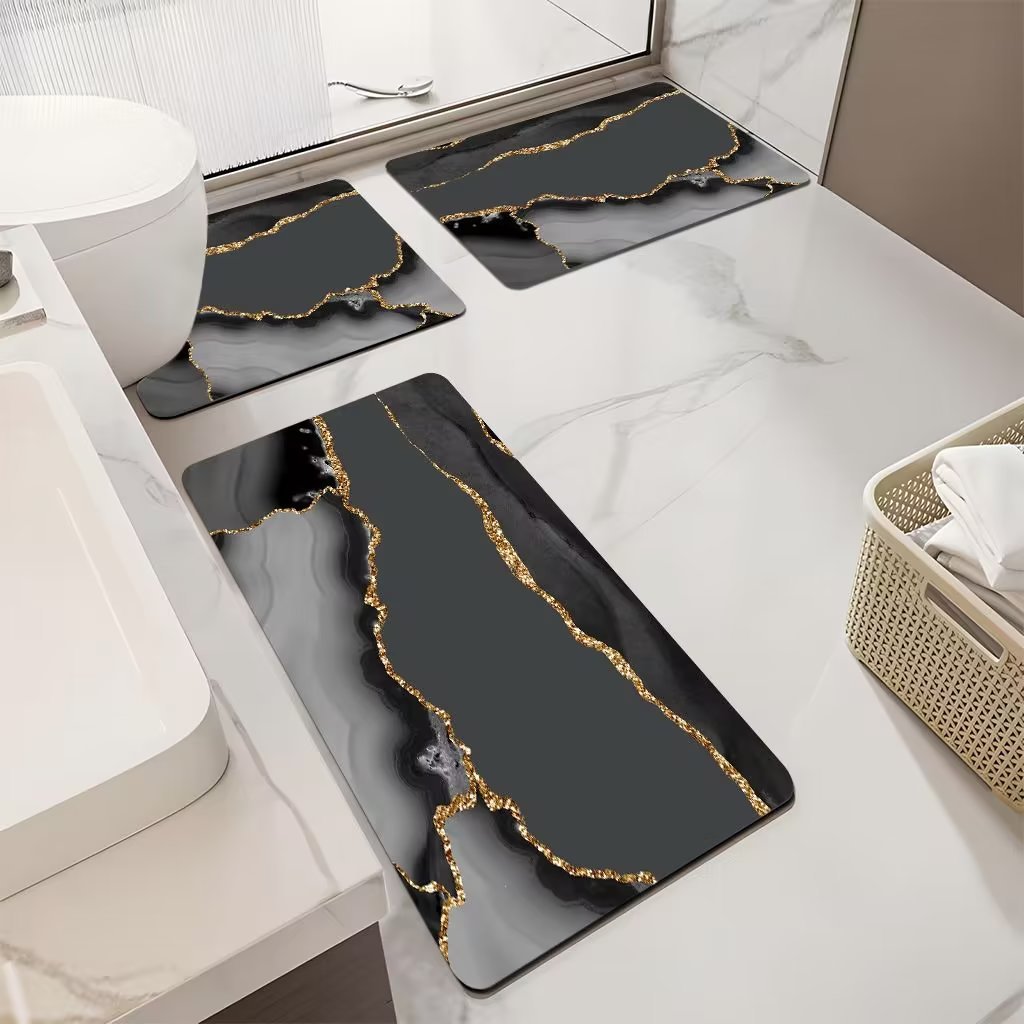Luxuriöses Marmor-Design Badematten-Set Brehn