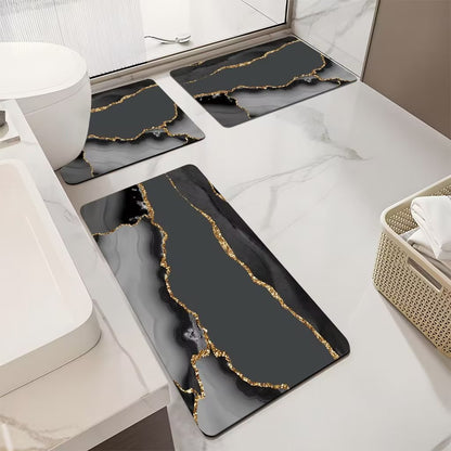 Luxuriöses Marmor-Design Badematten-Set Brehn