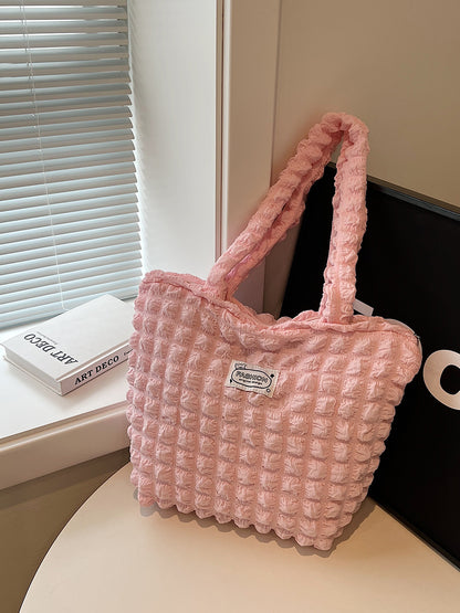 Strukturierter Stoff Schultertasche