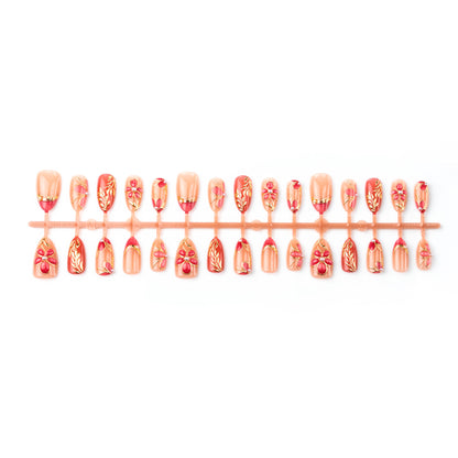 Elegantes florales verziertes Press-On-Nagelkunstset Brehn