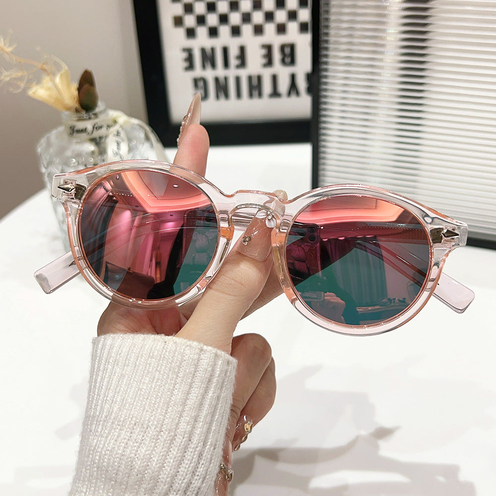 Damen modische Sonnenbrille mit transparentem Rahmen und gelben Gläsern Brehn