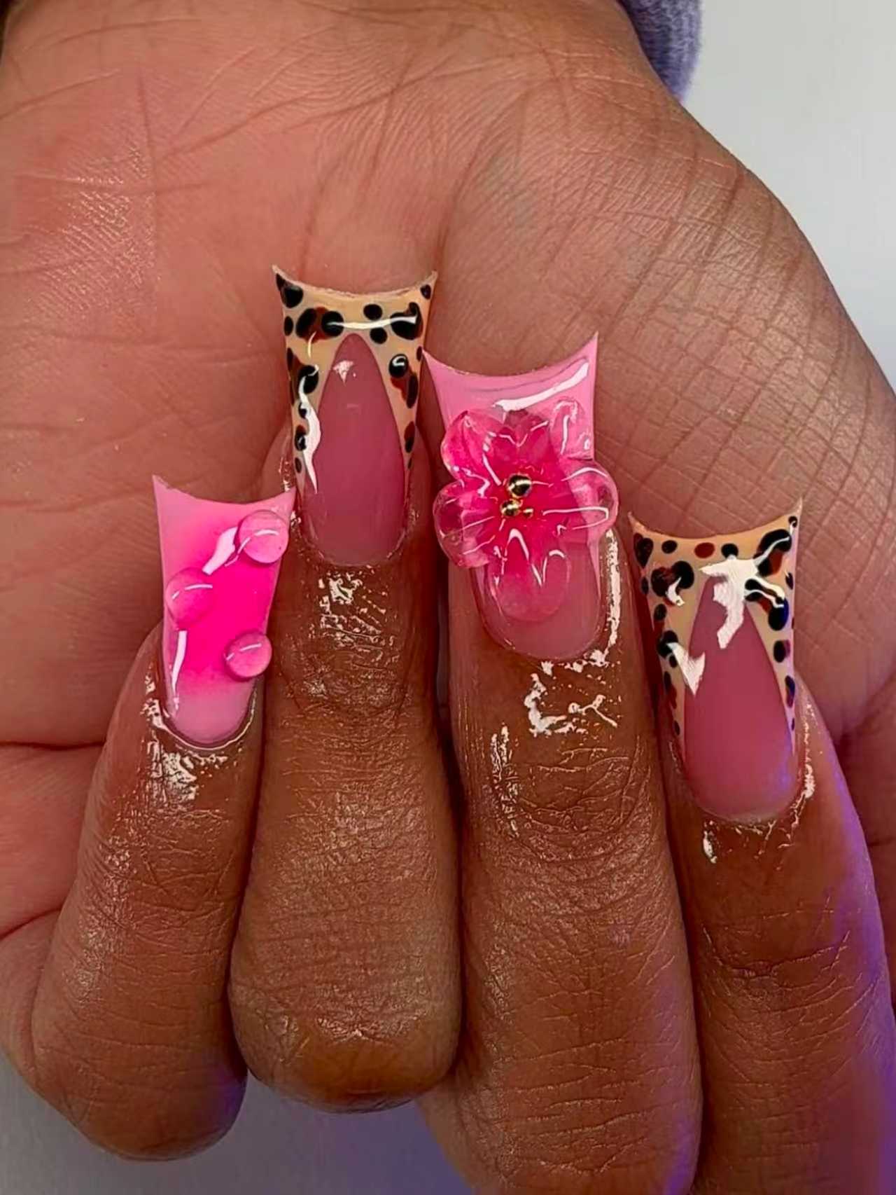 Künstlerische Floral Stiletto Nagel Kunst Extensions Brehn
