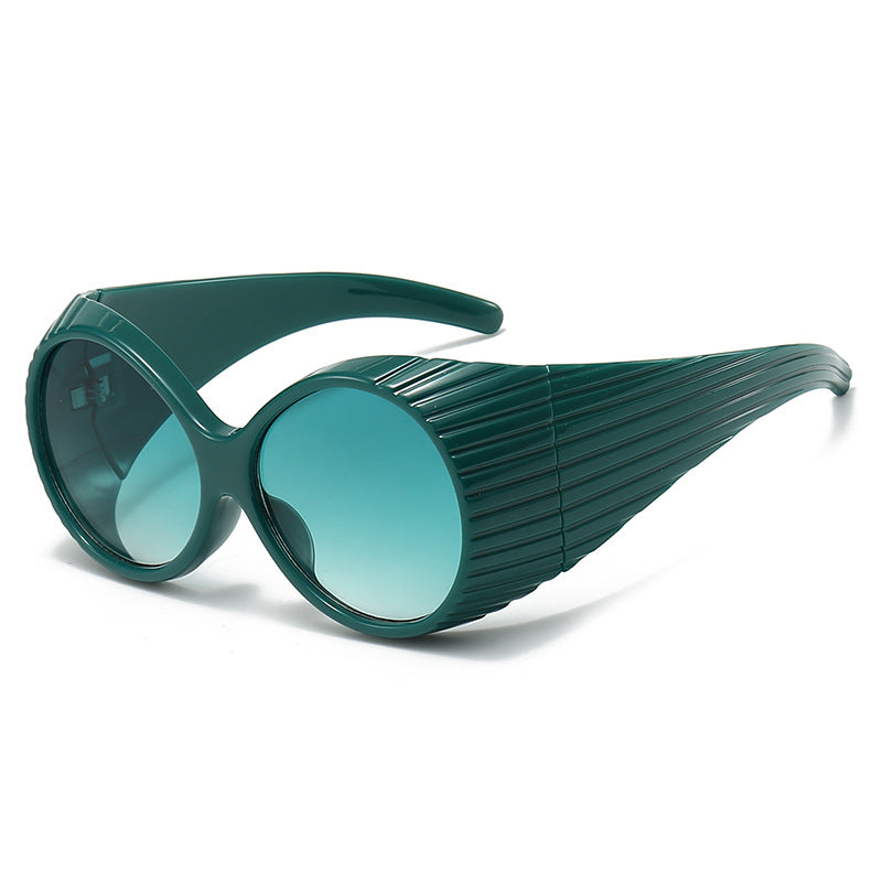 Damen Oversized Cat-Eye Sonnenbrille mit stilvollem, strukturiertem Rahmen Brehn