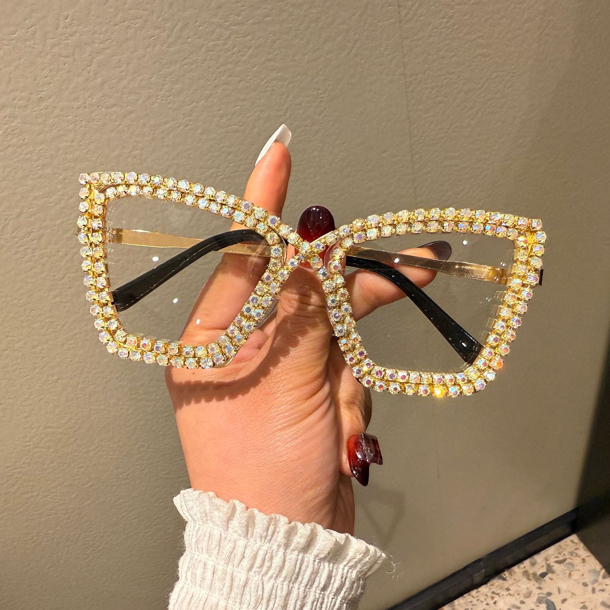 Damen extravagante Sonnenbrille mit funkelndem Kristallrahmen Brehn