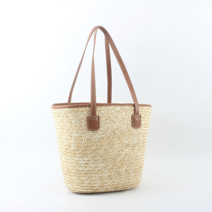 Flechtkorb Tasche mit Eleganten Ledergriffen Brehn