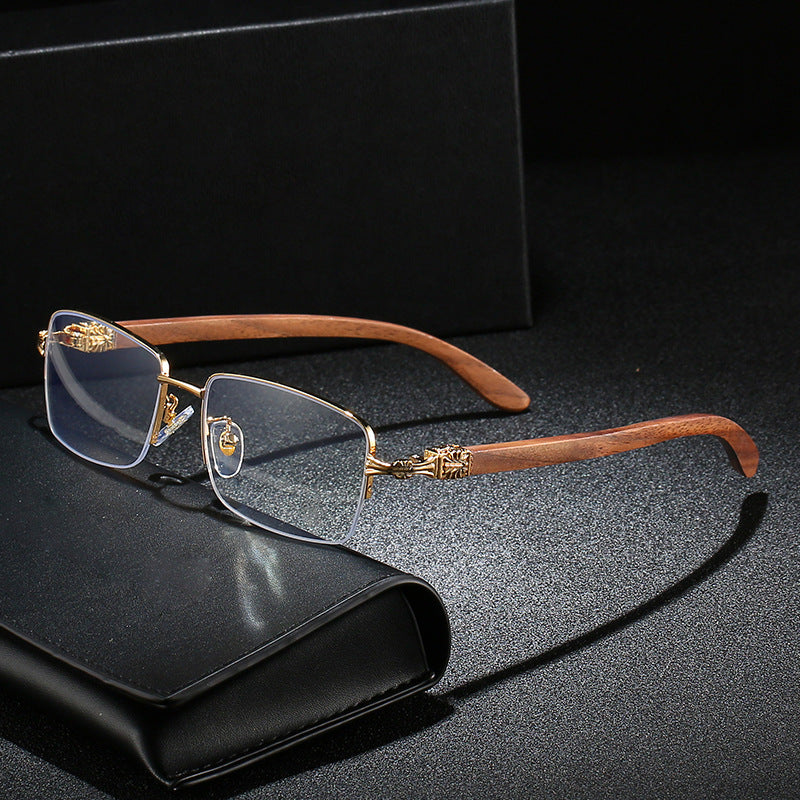 Damen modische Brille mit rechteckigem Rahmen und hochwertigen Holzdetails Brehn