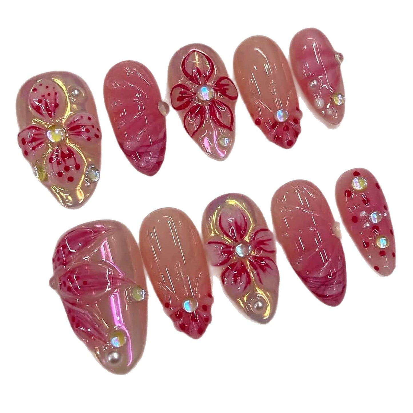 Blumenverzierte Press-On Nagelset Brehn 1787225131
