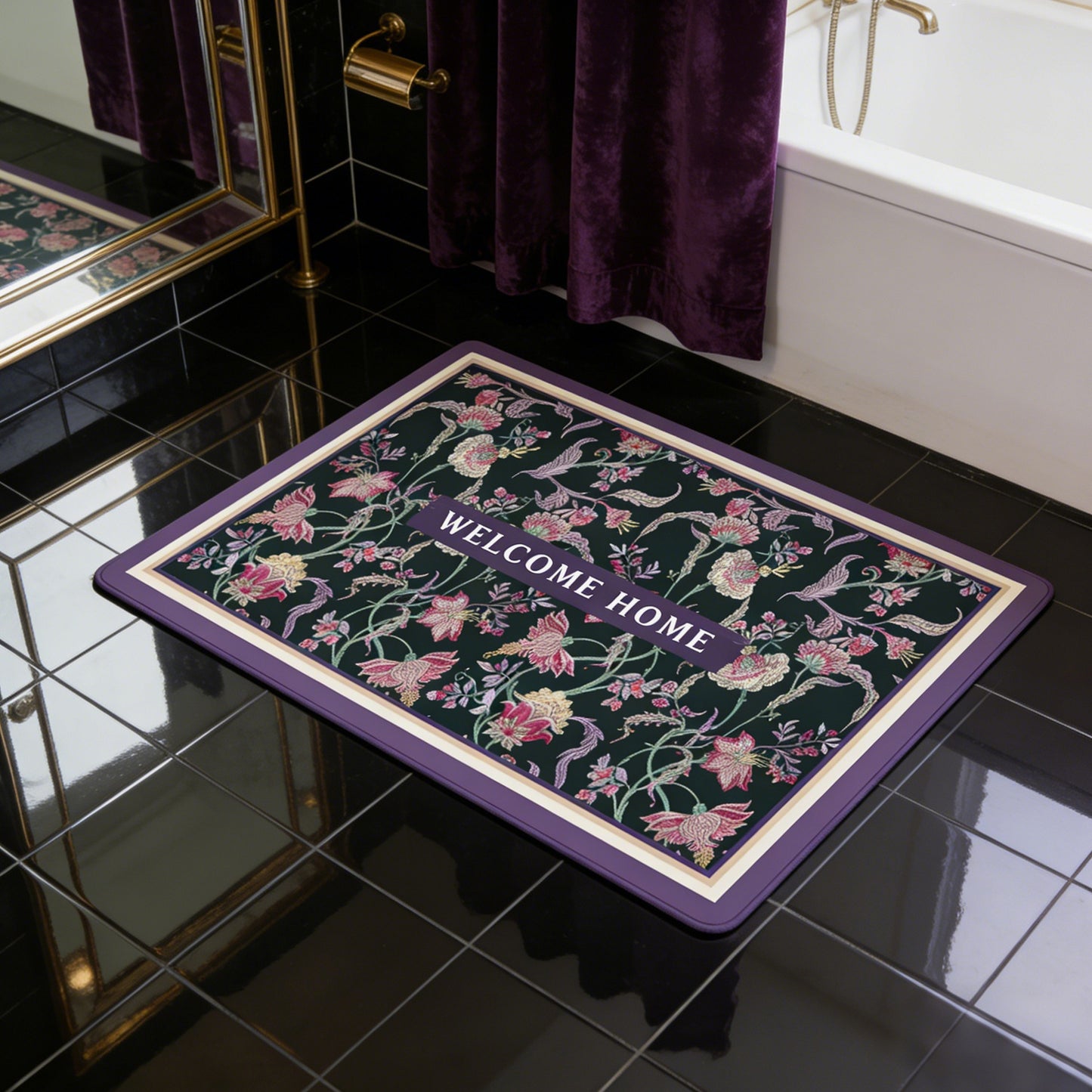 Vintage Floral Pattern Badmatte Brehn