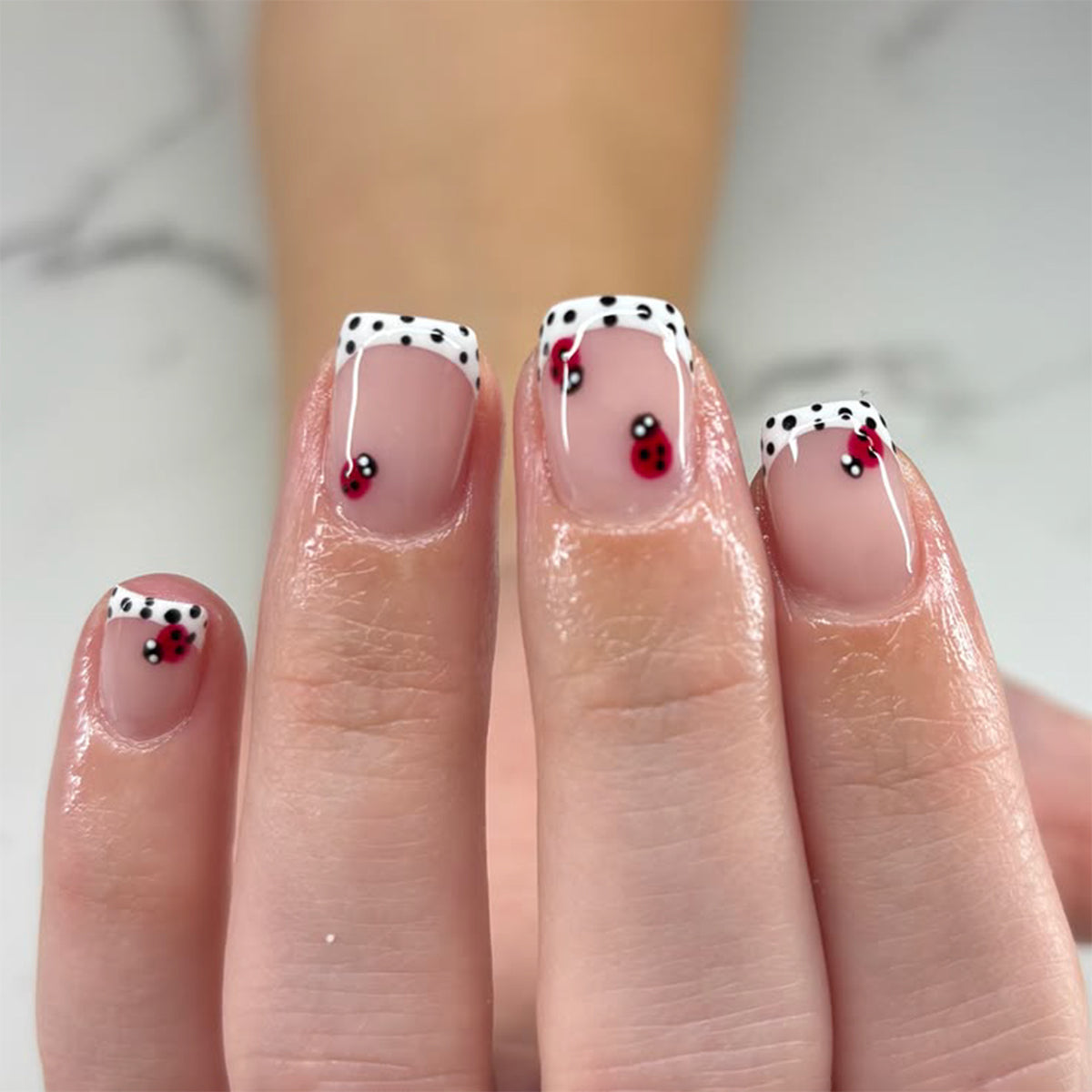 Kunstvolle Nagelkunst mit Marienkäfer-Motiven Brehn