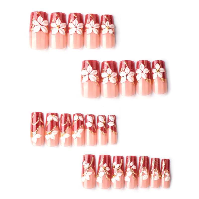 Artistic Floral 3D Press-On Nail Art Brehn