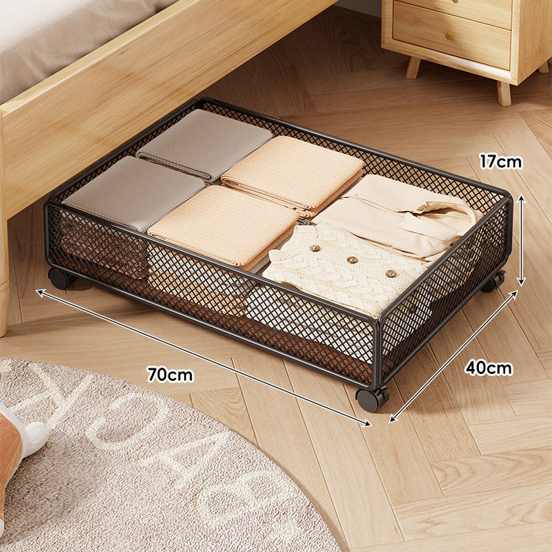 Niedrigprofil-Rollender Unter-Bett-Mesh-Aufbewahrungsdrawer mit verriegelbaren Rollen